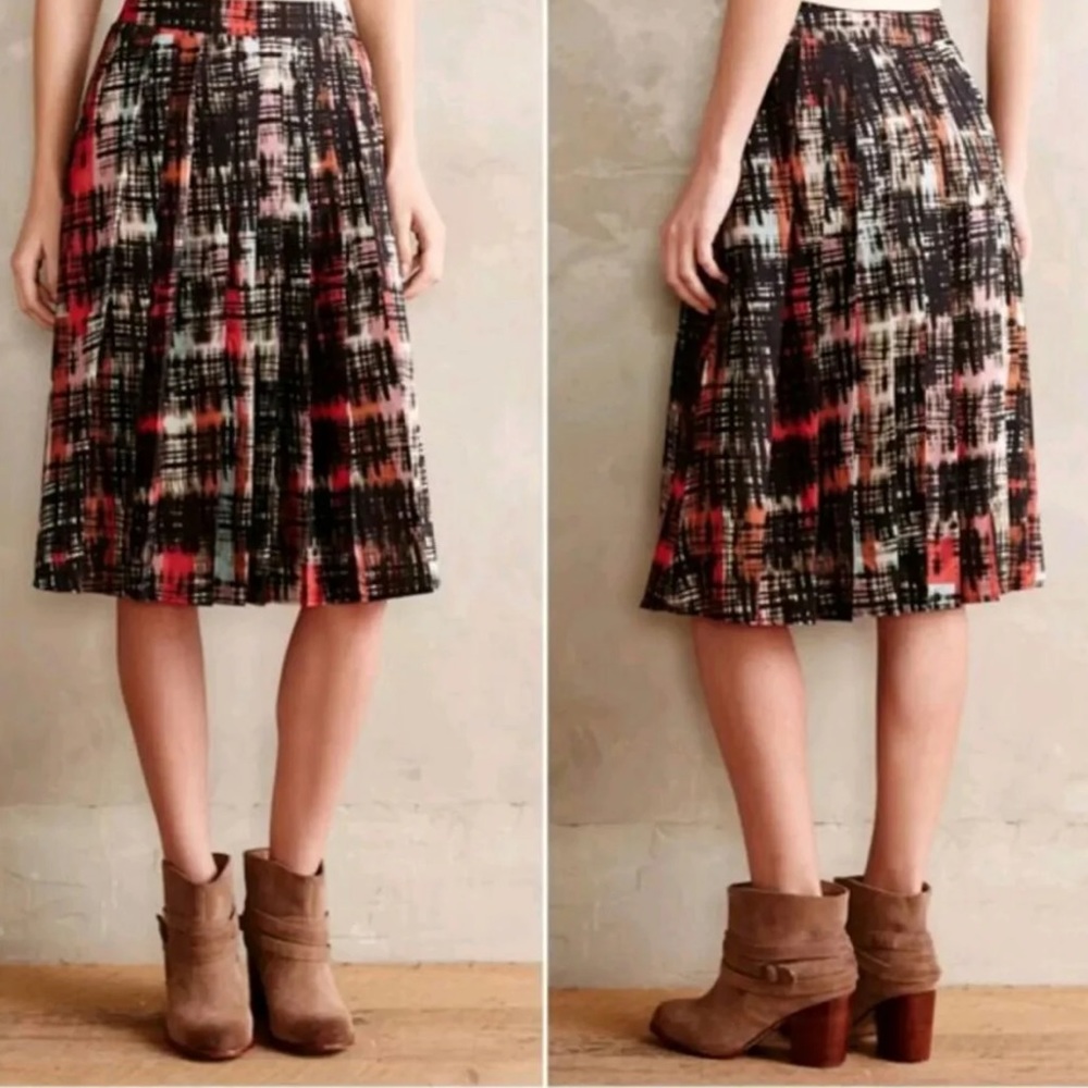 Anthropologie Multi Color Pleated High Waisted Skirt